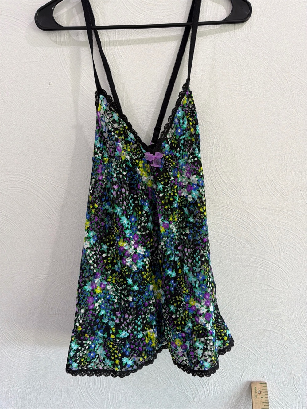 Victoria's Secret Black Multi Floral Lace-Trim Chemise - Picture 2 of 8